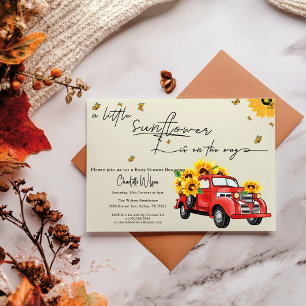 Vintage Red Truck with Sunflowers Baby Shower Invitation