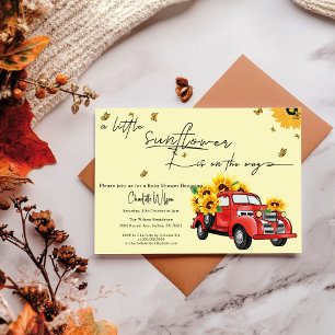 Vintage Red Truck with Sunflowers Baby Shower Invitation