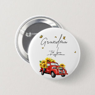 Vintage Red Truck with Sunflowers Grandma To Be 6 Cm Round Badge