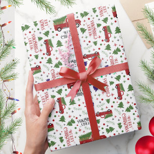 Vintage Red Truck with Tree Christmas Wrapping Paper