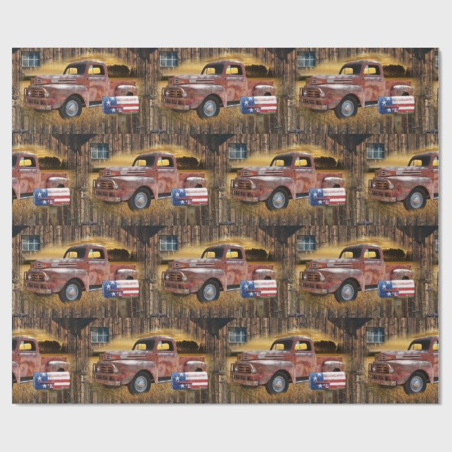 Vintage Red Truck Wrapping Paper (Flat)