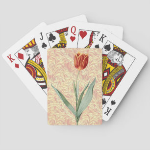 Vintage Red Tulip Flower Playing Poker Cards