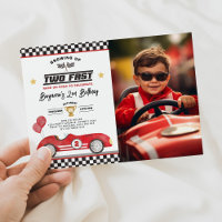 Vintage Red Two Fast Race Car Birthday Photo