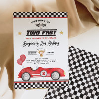 Vintage Red Two Fast Race Car Boy 2nd Birthday