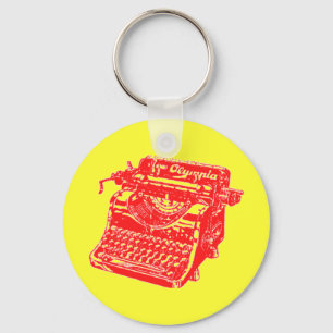 Vintage Red Typewriter Key Ring