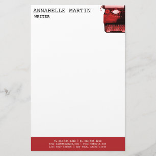 Vintage Red Typewriter Letterhead