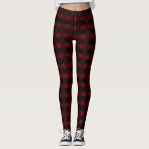 Vintage Red Velvet Wallpaper Abstract Design Leggings