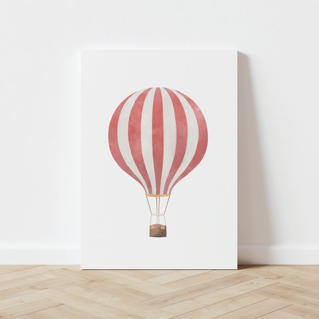 Vintage Red Watercolor Hot Air Balloon Canvas Print (Creator Uploaded)