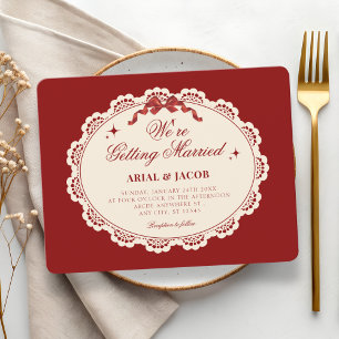 Vintage red wedding invitation