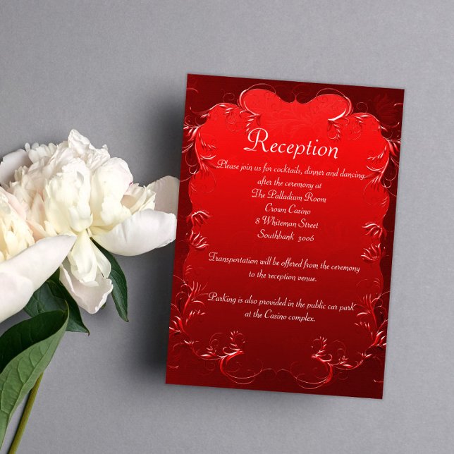 Vintage Red Wedding Reception Enclosure Card (Creator Uploaded)