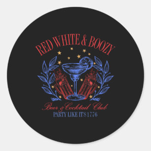 Vintage Red White And Boozy Tail Funny Club 4th Of Classic Round Sticker