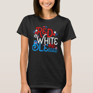 Vintage Red White & Blessed Patriotic USA Flag 4th T-Shirt