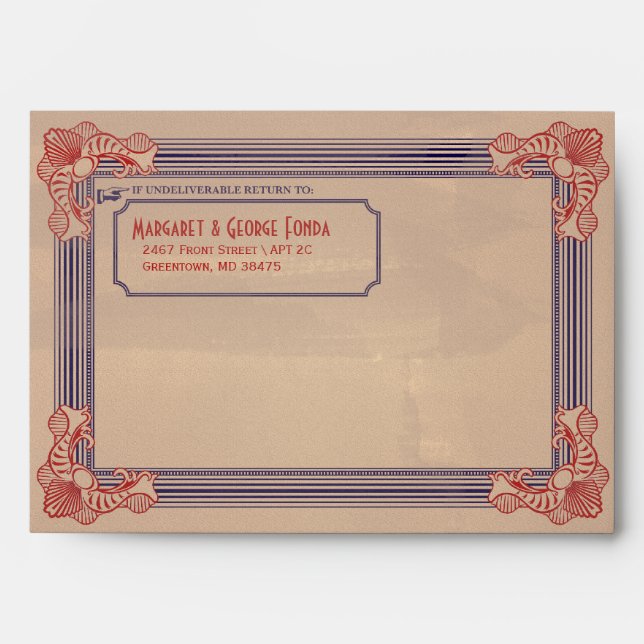 Vintage Red White & Blue Customisable A7 Envelopes (Front)