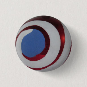 Vintage Red White Blue Glass Christmas Ball Swirl 3 Cm Round Badge