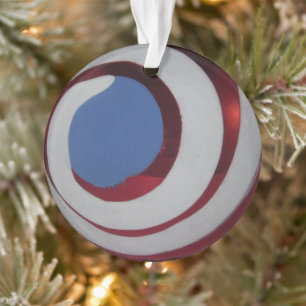 Vintage Red White Blue Glass Christmas Ball Swirl Ornament