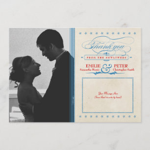 Vintage Red, White & Blue Photo Thank You Card
