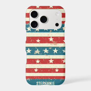 Vintage Red, White & Blue Stripes with Stars