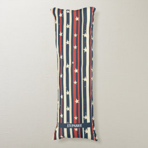 Vintage Red, White & Blue Stripes with Stars (2) Body Cushion