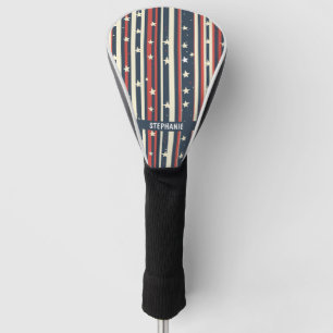 Vintage Red, White & Blue Stripes with Stars (2) Golf Head Cover