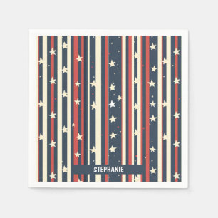 Vintage Red, White & Blue Stripes with Stars (2) Napkin