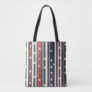 Vintage Red, White & Blue Stripes with Stars (2) Tote Bag