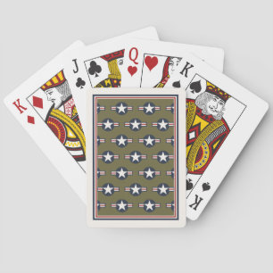 Vintage Red White Blue USAAF Insignia Star Bars Playing Cards