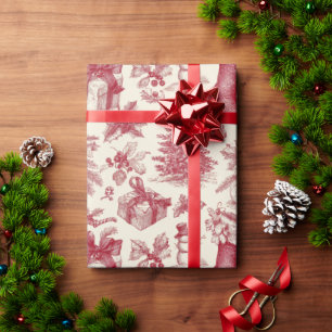 Vintage Red & White Christmas Elegant   Wrapping Paper