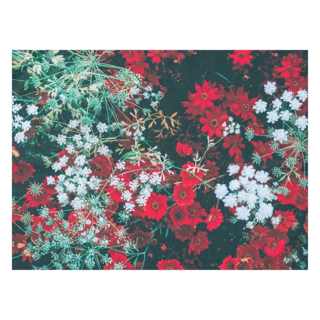 Vintage Red Wildflowers Artwork | Tablecloth (Front (Horizontal))