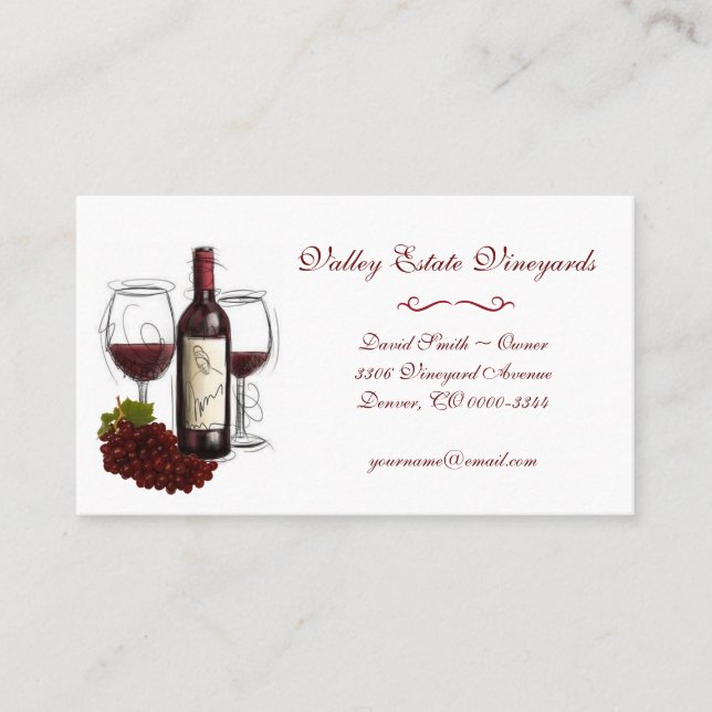 Vintage Red Wine Grape Business Card (Front)