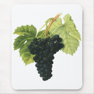 Vintage Red Wine Organic Grape Cluster, Food Fruit Mouse Mat