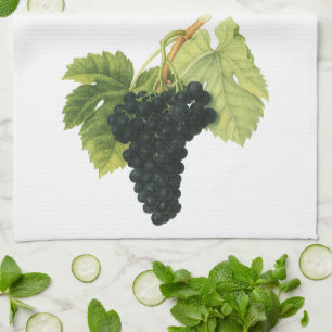 Vintage Red Wine Organic Grape Cluster, Food Fruit Tea Towel