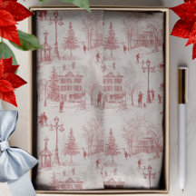 Vintage Red Winter Scene 