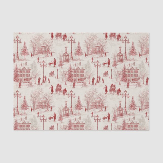 Vintage Red Winter Scene  Tissue Paper (Front)