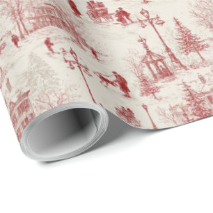 Vintage Red Winter Scene Wrapping Paper