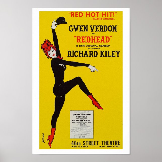 Vintage Redhead Musical Theatre Art Print Poster (Front)