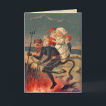 Vintage Redheaded Krampus Christmas Card<br><div class="desc">Krampus Christmas cards for those of you that probably aren't on the Nice list! Krampus is the one who comes and gathers the bad children at Christmas time. He grabs them, puts them in his basket and takes them back to his "evil lair" for his dinner. He doesn't stop at...</div>