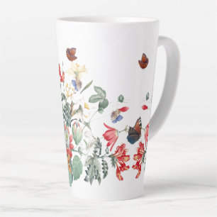 Vintage Redoute Butterfly Garden Flower Latte Mug