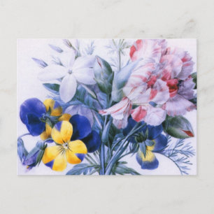 Vintage Redoute Flower Bouquet Postcard