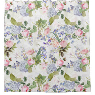 Vintage Redouté Roses And Flowers Rococo Garden Shower Curtain