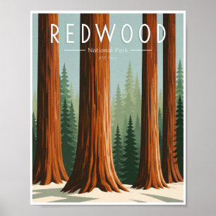 Vintage Redwood National Park Travel Poster