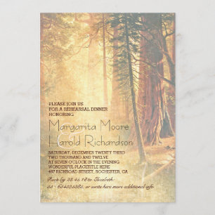 Vintage Redwood Trees Rehearsal Dinner Invite