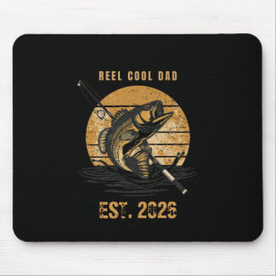 Vintage Reel Cool Dad Fishing Graphic Father's Day Mouse Mat