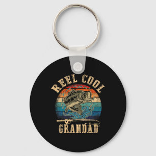 Vintage Reel Cool Grandad Fish Fishing Shirt Fathe Key Ring