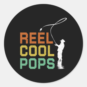 Vintage Reel Cool Pops Fishing Fathers Day Fisherm Classic Round Sticker
