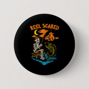 Vintage Reel Halloween Ed Fishing Skeleton Fisherm 6 Cm Round Badge