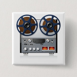 Vintage Reel-to-Reel Tape Deck Audiophile 15 Cm Square Badge