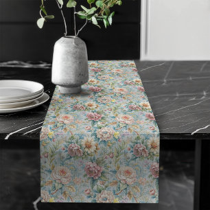 Vintage Refined Floral Rococo Chic Dining Space Long Table Runner