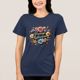 Vintage Reflection Floral Art T-Shirt Tri-Blend Shirt