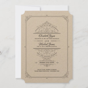 Vintage Regency Kraft Wedding Invitations