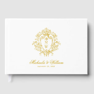 Vintage Regency Monogram Crest Wedding Guest Book